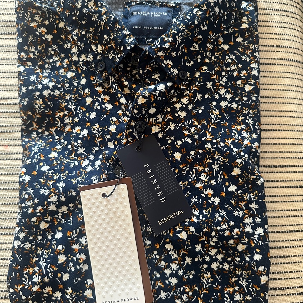 Denim & Flower Ricky Singh long sleeves men’s shirt, XL  100% cotton NEW